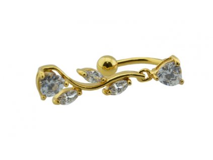 Piercing do pupíku z oceli zlatý D041