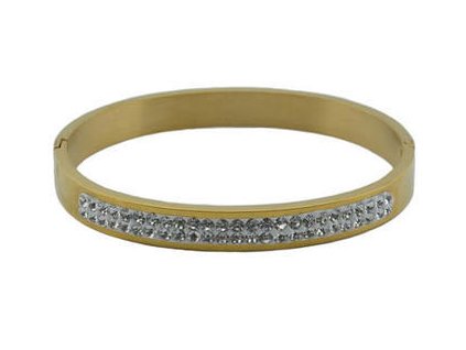 Náramek zlatý s krystalky z oceli CRYSTAL B367