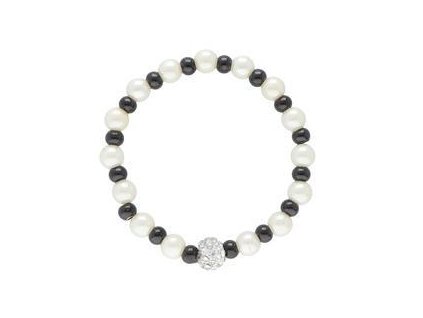Náramek perličkový s černými korálky B348