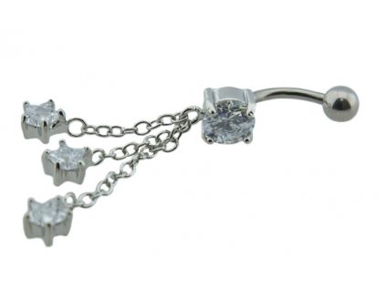 Piercing do pupíku z oceli stříbrný D064