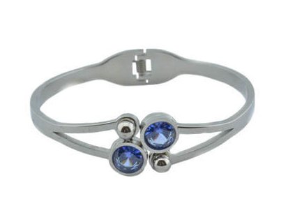 Náramek stříbrný, ocel s modrými krystaly N149