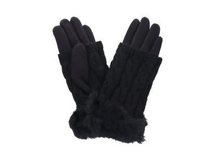 Dámské rukavice černé dvoudílné s kožešinou
