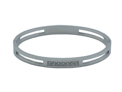 Náramek stříbrný z oceli s krystalky L052