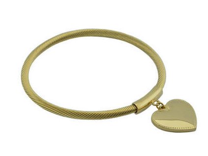 Náramek zlatý z oceli s přívěskem srdce L122