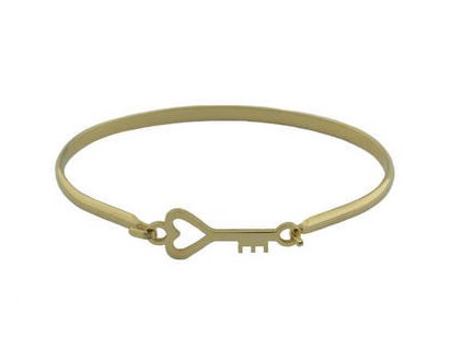 Náramek pevný s klíčem zlatý z oceli GOLD KEY