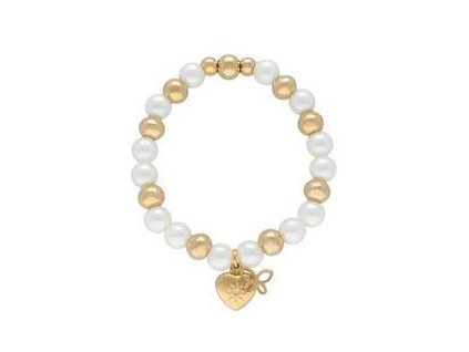 Náramek z korálků z oceli a perliček se srdíčkem