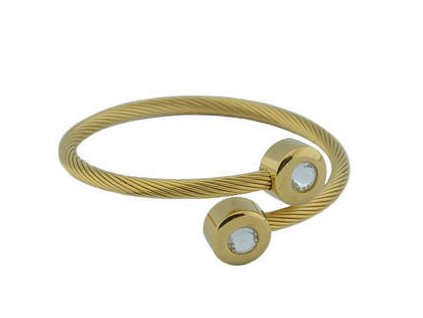 Náramek zlatý z oceli s krystaly N008