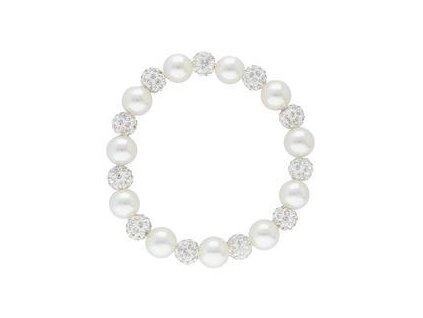 Náramek korálkový z bílých perliček N030