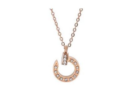 Řetízek z oceli s přívěskem rose gold I339
