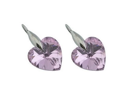 Náušnice stříbrné s fialovými srdíčky C464
