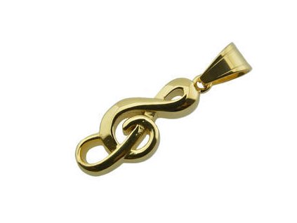 Přívěsek zlatý z oceli Houslový klíč F040