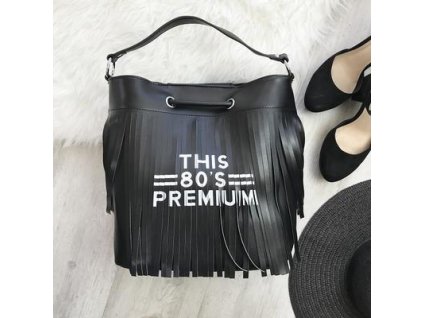 Batoh / shopper taška černá s třásněmi BESTINI