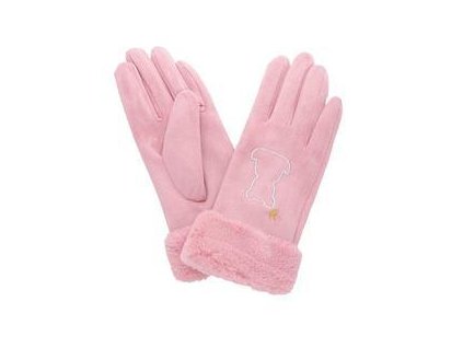 Dětské rukavice s kožešinou PRIUS BEAR růžové