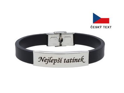 Náramek NEJLEPŠÍ TATÍNEK, černý kaučuk/ocel