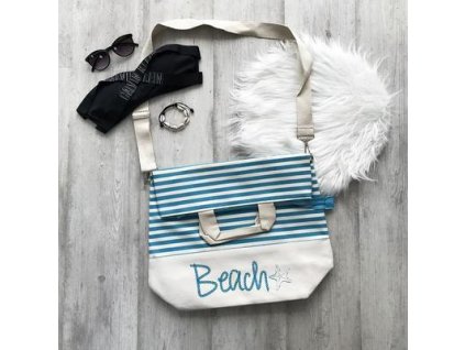 Plážová taška BELLUGIO BEACH béžovo tyrkysová