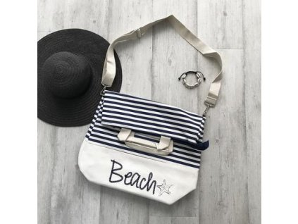 Plážová taška BELLUGIO BEACH béžovo modrá