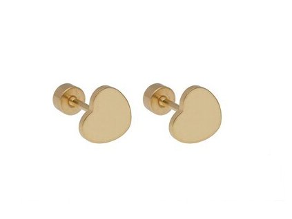 Piercing do ucha z oceli zlatý SRDCE D118
