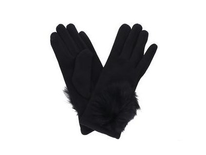 Dámské rukavice černé s kožešinou PRIUS72BL