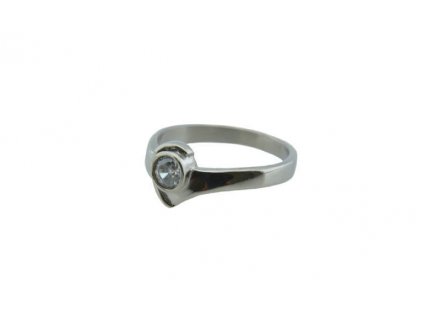 Prsten z oceli stříbrný s kamínkem M015
