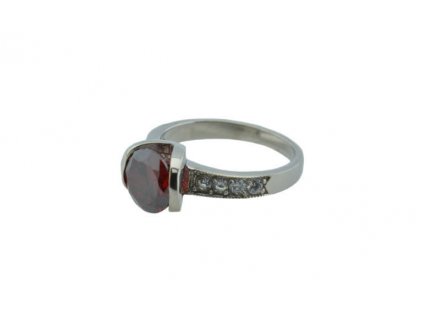 Prsten z oceli stříbrný s kamínky M017