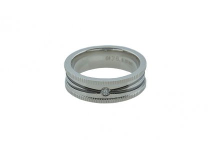 Prsten z oceli stříbrný s kamínkem M102