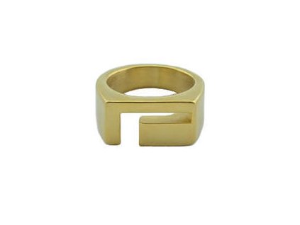 Prsten z oceli zlatý M214
