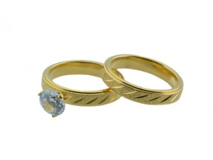 Prsteny (set) z oceli zlaté s kamínkem M059