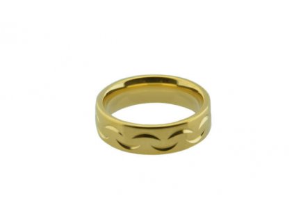 Prsten z oceli zlatý M056