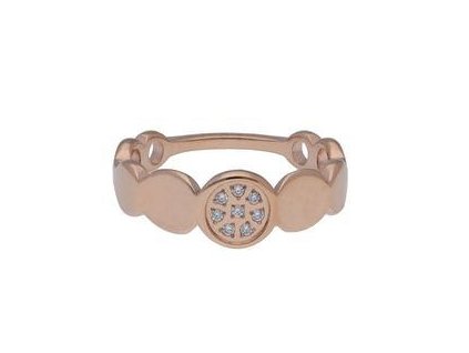 Prsten se zirkony z oceli rose gold M289