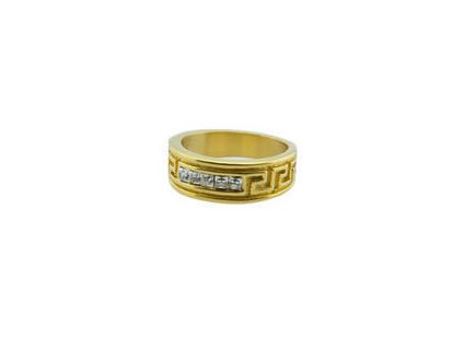 Prsten z oceli zlatý s kamínky M136