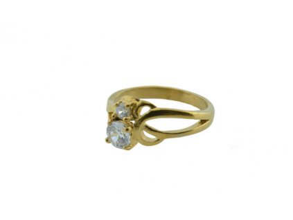 Prsten z oceli zlatý s kamínky M144