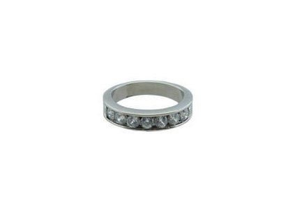 Prsten z oceli stříbrný s kamínky M172
