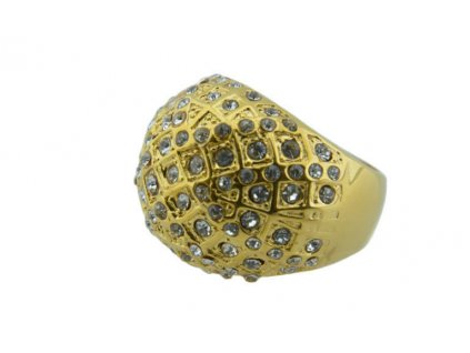 Prsten z oceli zlatý s kamínky M122