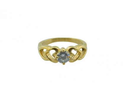 Prsten z oceli zlatý s kamínkem M139