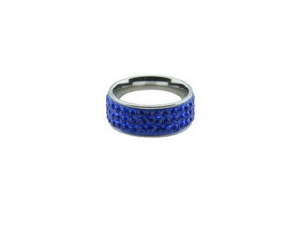Prsten z oceli s modrými kamínky M163