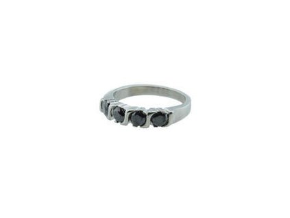 Prsten z oceli stříbrný s kamínky M157