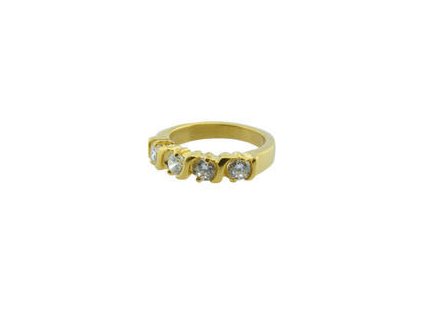 Prsten z oceli zlatý s kamínky M158