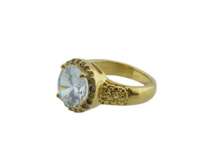 Prsten z oceli zlatý s kamínky M127