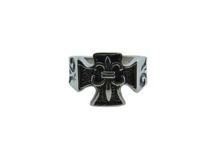 Prsten - maltézský kříž z oceli stříbrný M179