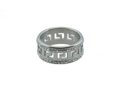 Prsten z oceli stříbrný s kamínky M137