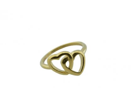 Prsten z oceli zlaté srdíčka M031