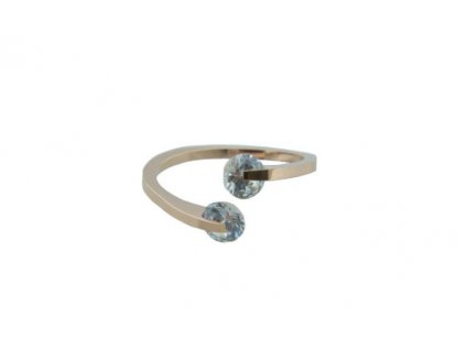 Prsten z oceli rose gold s kamínky M035