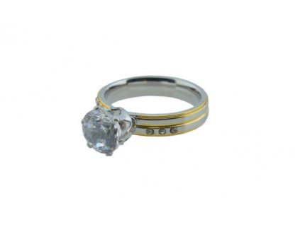 Prsten z oceli stříbrný s kamínky M033