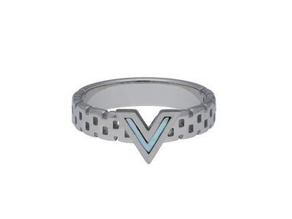 Prsten "V" s perletí z oceli stříbrný M292