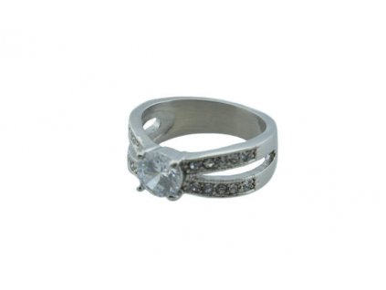 Prsten z oceli stříbrný s kamínky M004