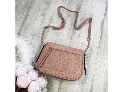 Kabelka crossbody GUESS LOGO staro růžová