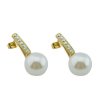 Náušnice z oceli zlaté s perličkami C272