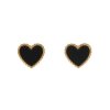 Náušnice z oceli zlato - černé srdíčka C358