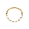 Náramek korálkový zlatý s perličkami B167