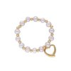 Náramek z růžových perliček se srdcem B249